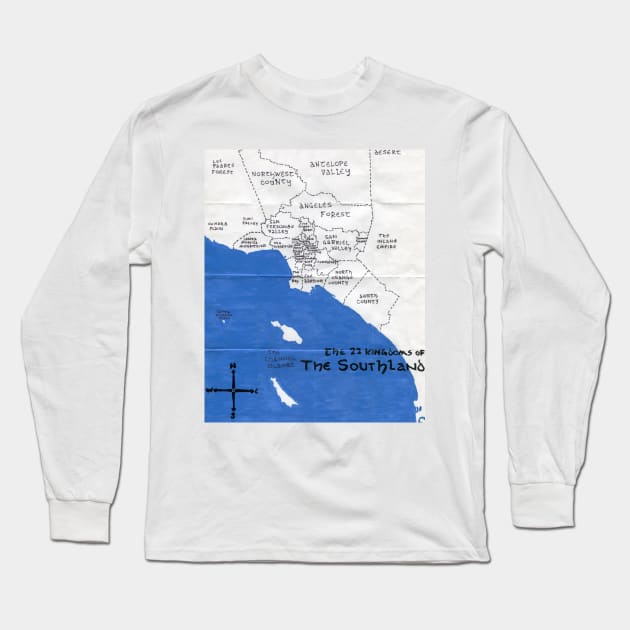 The 22 Kingdoms of the Southland Long Sleeve T-Shirt by PendersleighAndSonsCartography